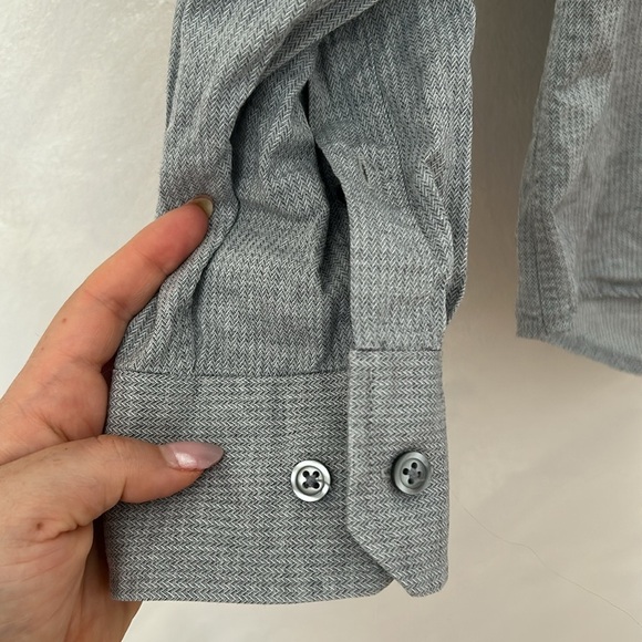 Tristan button down shirt 15 15.5 medium grey chevron - Picture 2 of 6